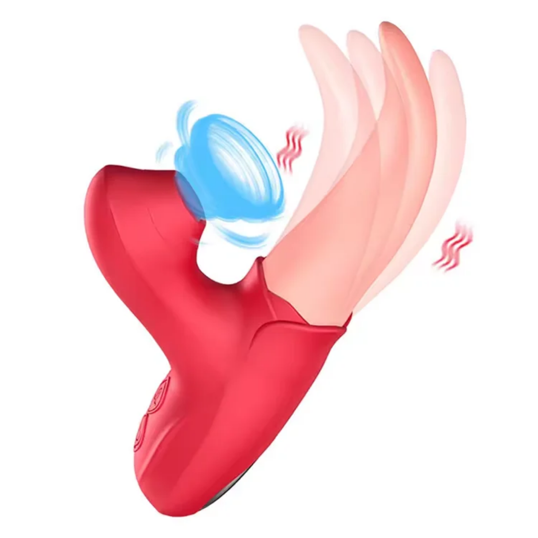 VIBRADOR TIPO LENGUA CON SUCCIONADOR DE CLITORIS USB