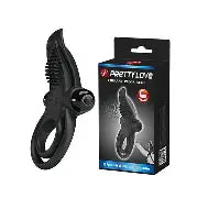 Anillo estimulador Pretty Love negro con caja, juguete íntimo en Nuit Box sex shop Chile