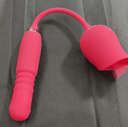 VIBRADOR DOBLE ESTIMULACION ROSA LAMEDORA + ROTADOR EXTENSOR USB