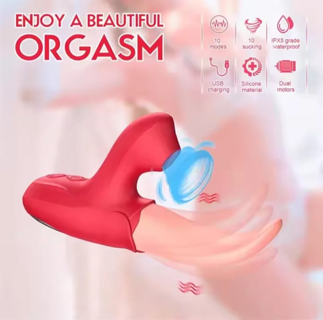 VIBRADOR TIPO LENGUA CON SUCCIONADOR DE CLITORIS USB