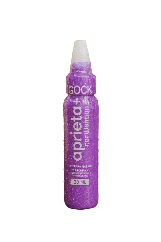 Gel Aprieta para masaje femenino 28 ml sobre mesa, fondo mural Nuit Box sex shop online