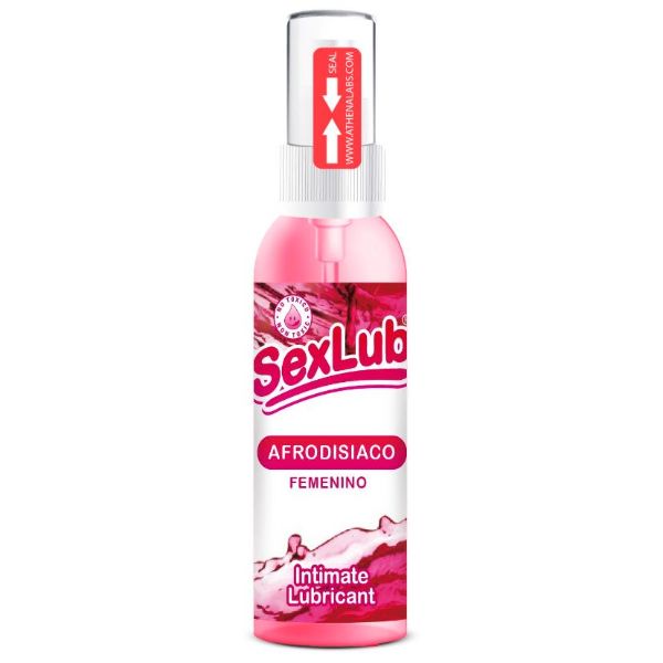 Lubricante íntimo femenino afrodisiaco SexLub en botella rosa, producto Nuit Box Chile.