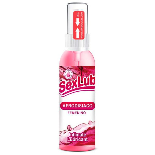 Lubricante íntimo femenino afrodisiaco SexLub en botella rosa, producto Nuit Box Chile.