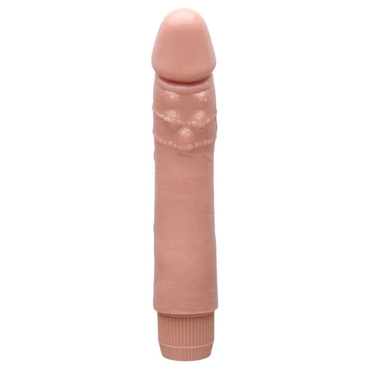 Vibrador realista color piel con detalles texturizados, accesorio de Nuit Box sex shop online.