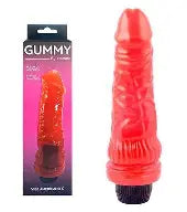 Juguete íntimo rojo Gummy para adultos junto a su empaque, disponible en Nuit Box.