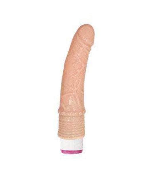 Juguete personal vibrador curvo color piel con diseño texturizado, producto NUIT BOX